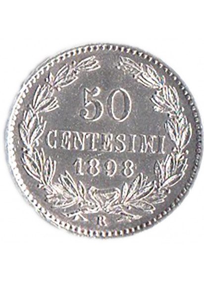 1898 - San Marino 50 Centesimi Ag Q/Fdc  Certificato di Garanzia 